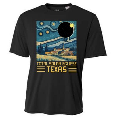 Starry Night Texas Total Solar Eclipse Artwork Cooling Performance Crew T-Shirt