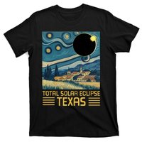 Starry Night Texas Total Solar Eclipse Artwork T-Shirt