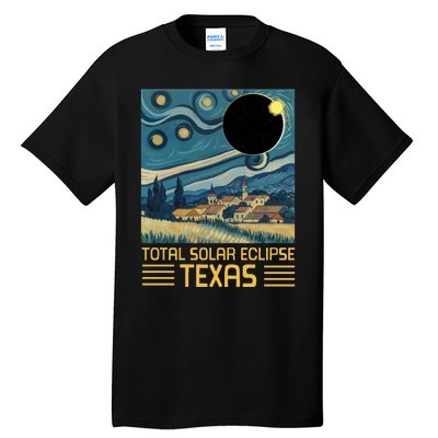 Starry Night Texas Total Solar Eclipse Artwork Tall T-Shirt