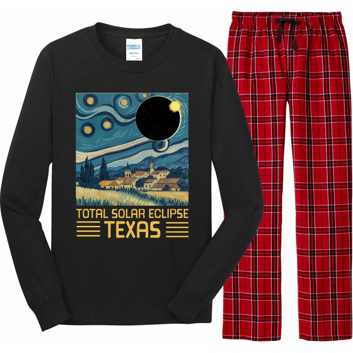 Starry Night Texas Total Solar Eclipse Artwork Long Sleeve Pajama Set