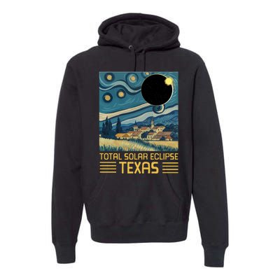 Starry Night Texas Total Solar Eclipse Artwork Premium Hoodie