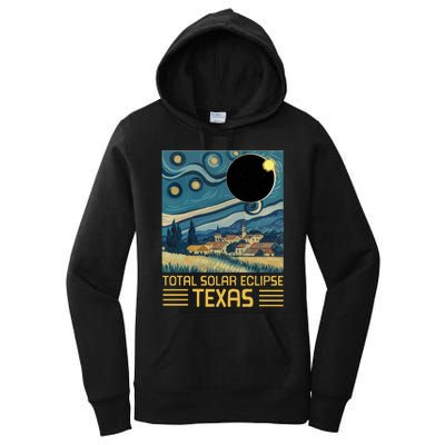 Starry Night Texas Total Solar Eclipse Artwork Women's Pullover Hoodie