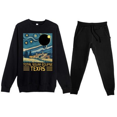 Starry Night Texas Total Solar Eclipse Artwork Premium Crewneck Sweatsuit Set