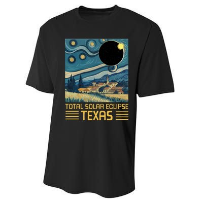 Starry Night Texas Total Solar Eclipse Artwork Performance Sprint T-Shirt