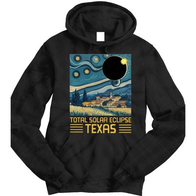 Starry Night Texas Total Solar Eclipse Artwork Tie Dye Hoodie