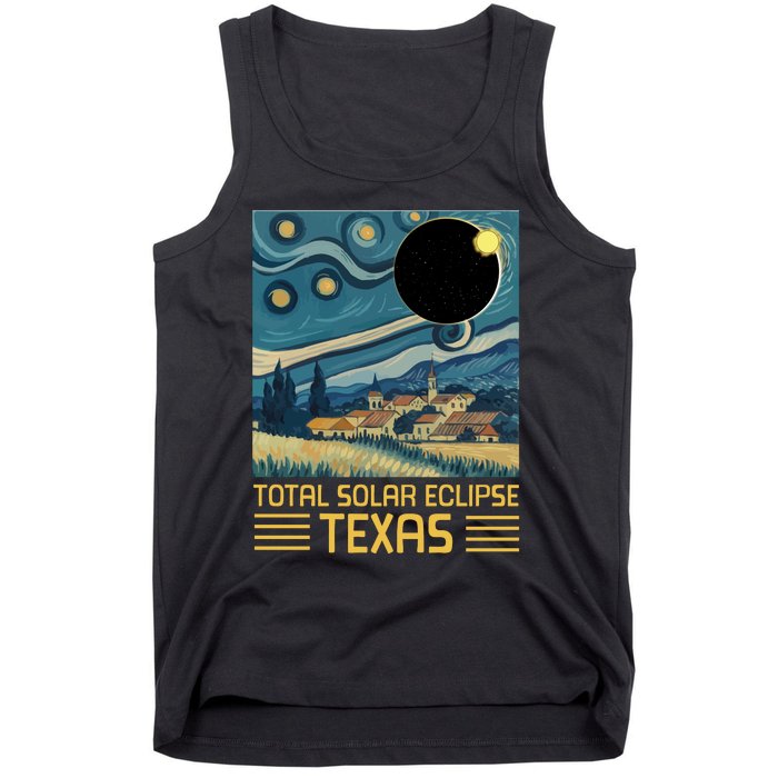 Starry Night Texas Total Solar Eclipse Artwork Tank Top