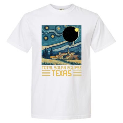 Starry Night Texas Total Solar Eclipse Artwork Garment-Dyed Heavyweight T-Shirt