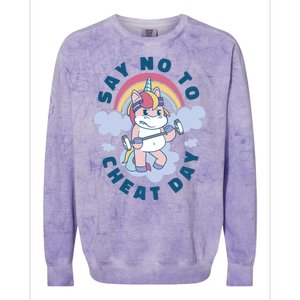 Say No To Cheat Day Unicorn Gym Colorblast Crewneck Sweatshirt