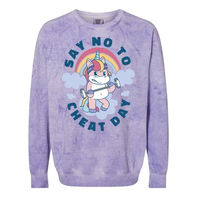 Say No To Cheat Day Unicorn Gym Colorblast Crewneck Sweatshirt