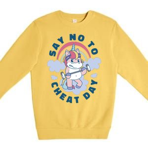 Say No To Cheat Day Unicorn Gym Premium Crewneck Sweatshirt