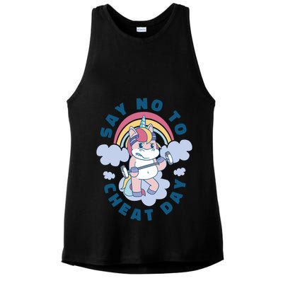 Say No To Cheat Day Unicorn Gym Ladies PosiCharge Tri-Blend Wicking Tank