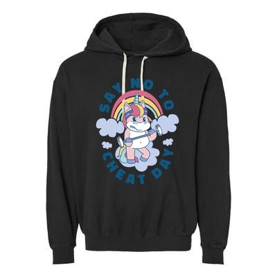 Say No To Cheat Day Unicorn Gym Garment-Dyed Fleece Hoodie