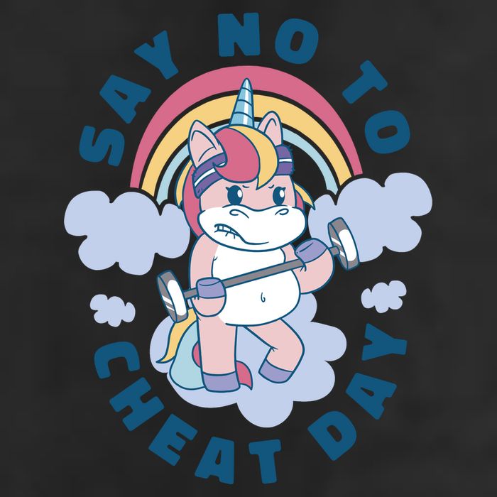 Say No To Cheat Day Unicorn Gym 7 Panel Mesh Trucker Snapback Hat
