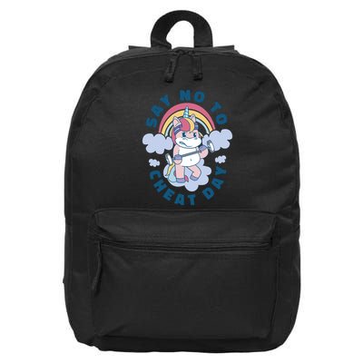Say No To Cheat Day Unicorn Gym 16 in Basic Backpack