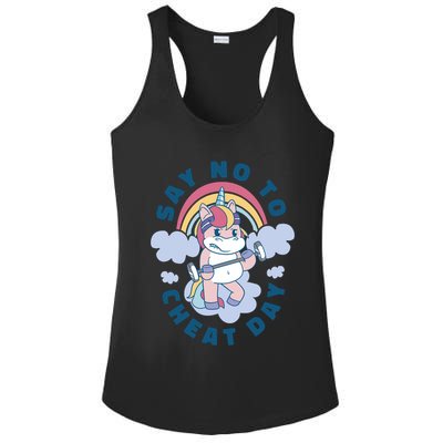 Say No To Cheat Day Unicorn Gym Ladies PosiCharge Competitor Racerback Tank