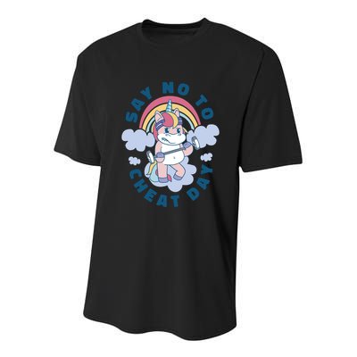 Say No To Cheat Day Unicorn Gym Youth Performance Sprint T-Shirt