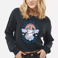 Say No To Cheat Day Unicorn Gym Cropped Pullover Crew