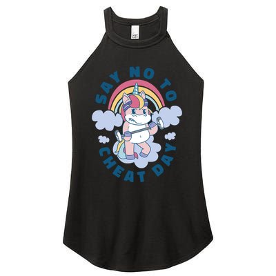 Say No To Cheat Day Unicorn Gym Women's Perfect Tri Rocker Tank