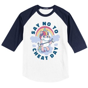 Say No To Cheat Day Unicorn Gym Baseball Sleeve Shirt