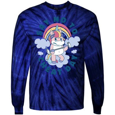 Say No To Cheat Day Unicorn Gym Tie-Dye Long Sleeve Shirt