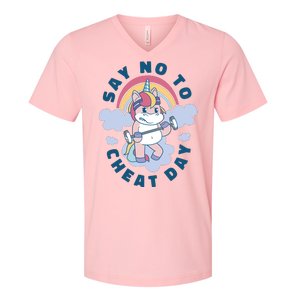 Say No To Cheat Day Unicorn Gym V-Neck T-Shirt