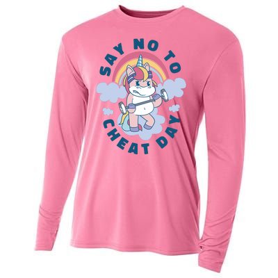 Say No To Cheat Day Unicorn Gym Cooling Performance Long Sleeve Crew