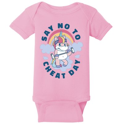 Say No To Cheat Day Unicorn Gym Baby Bodysuit