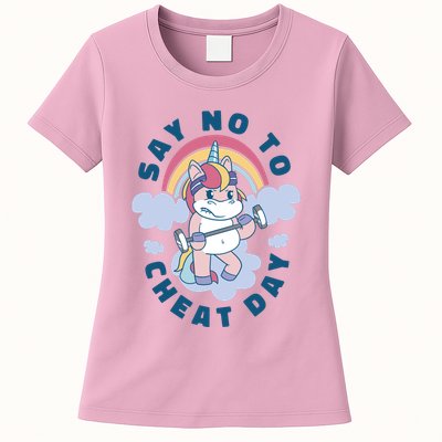 Say No To Cheat Day Unicorn Gym Womens T-Shirt
