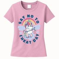 Say No To Cheat Day Unicorn Gym Womens T-Shirt