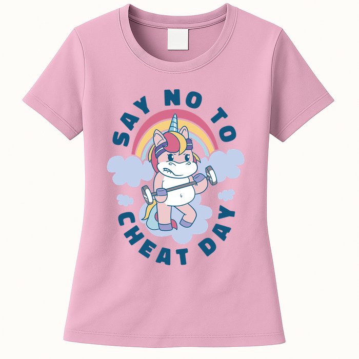 Say No To Cheat Day Unicorn Gym Womens T-Shirt