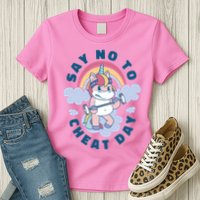 Say No To Cheat Day Unicorn Gym Womens T-Shirt