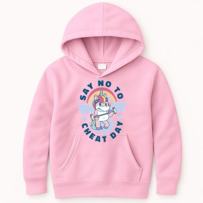 Say No To Cheat Day Unicorn Gym Kids Hoodie