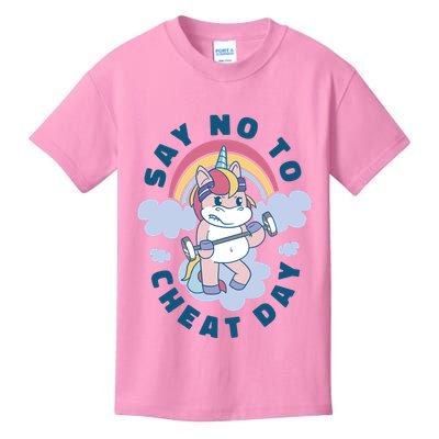 Say No To Cheat Day Unicorn Gym Kids T-Shirt