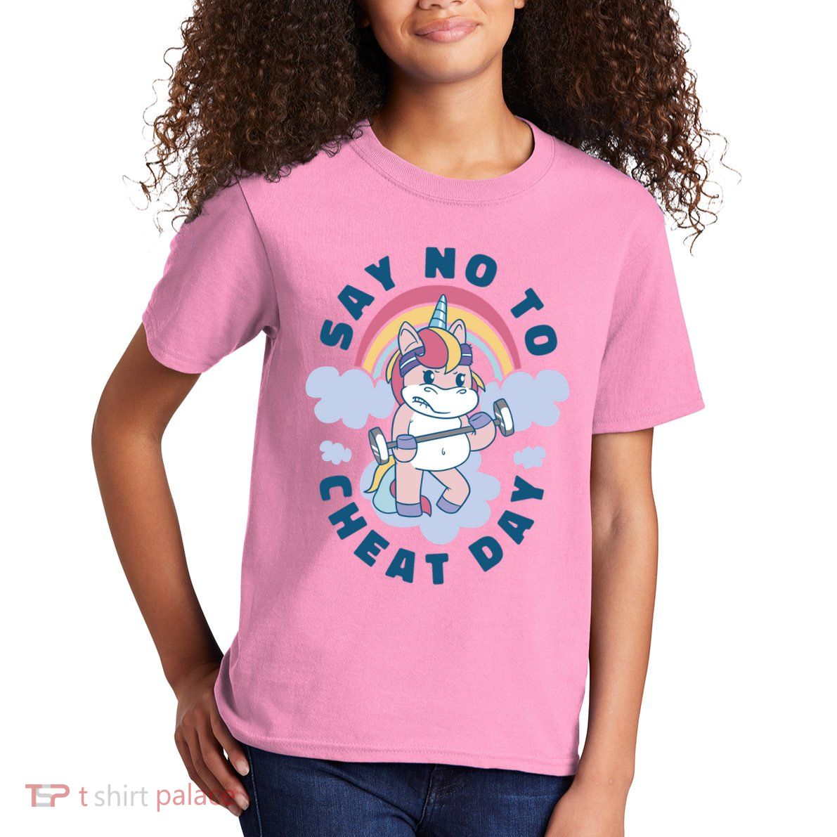 Say No To Cheat Day Unicorn Gym Kids T-Shirt
