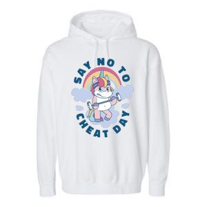 Say No To Cheat Day Unicorn Gym Garment-Dyed Fleece Hoodie