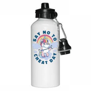 Say No To Cheat Day Unicorn Gym Aluminum Water Bottle