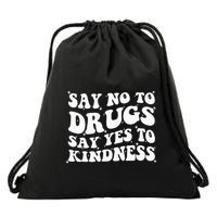 Say No To Drugs Say Yes To Kindness Red Ribbon Week Groovy Drawstring Bag