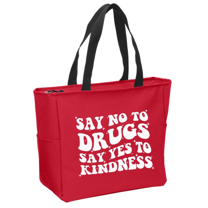 Say No To Drugs Say Yes To Kindness Red Ribbon Week Groovy Zip Tote Bag