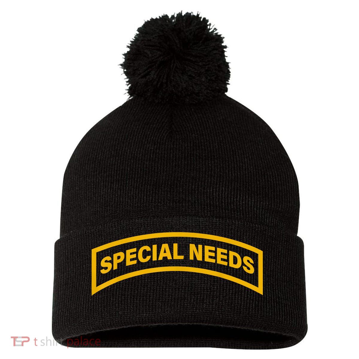 Special Needs Tab Pom Pom 12in Knit Beanie