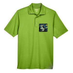 Starry Night Tabby Cat Funny Tabby Cat Graphic Men Women Men's Origin Performance Pique Polo