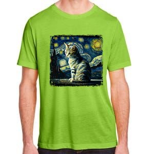 Starry Night Tabby Cat Funny Tabby Cat Graphic Men Women Adult ChromaSoft Performance T-Shirt