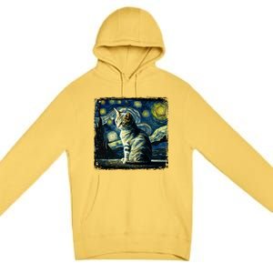 Starry Night Tabby Cat Funny Tabby Cat Graphic Men Women Premium Pullover Hoodie