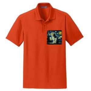 Starry Night Tabby Cat Funny Tabby Cat Graphic Men Women Dry Zone Grid Polo