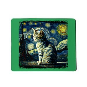 Starry Night Tabby Cat Funny Tabby Cat Graphic Men Women Mousepad