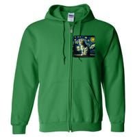 Starry Night Tabby Cat Funny Tabby Cat Graphic Men Women Full Zip Hoodie