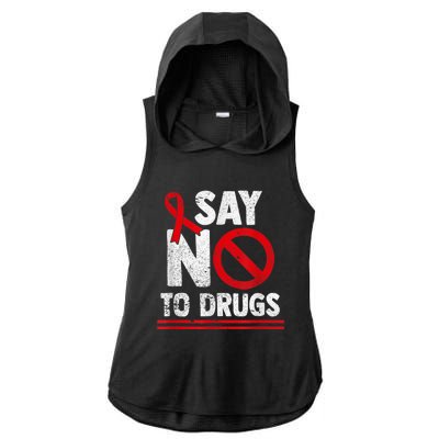 Say No To Drugs Support Red Ribbon Awareness Week Ladies PosiCharge Tri-Blend Wicking Draft Hoodie Tank