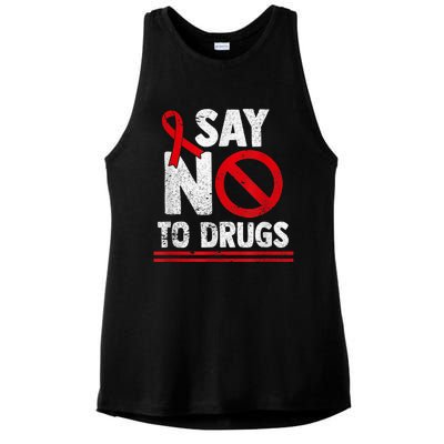 Say No To Drugs Support Red Ribbon Awareness Week Ladies PosiCharge Tri-Blend Wicking Tank