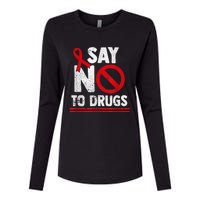 Say No To Drugs Support Red Ribbon Awareness Week Womens Cotton Relaxed Long Sleeve T-Shirt