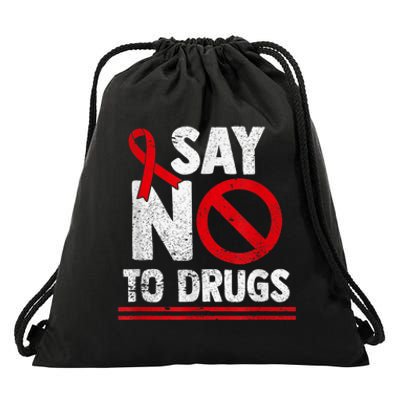 Say No To Drugs Support Red Ribbon Awareness Week Drawstring Bag