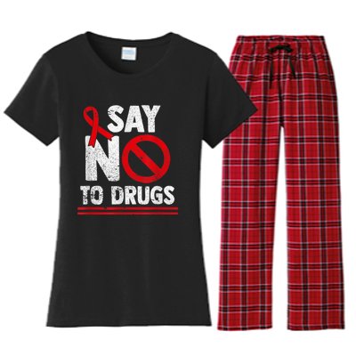 Say No To Drugs Support Red Ribbon Awareness Week Women's Flannel Pajama Set